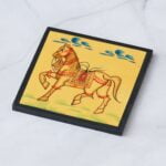 Wooden horse hand painted tea coaster