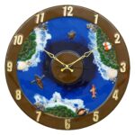 Exquisite Wooden Handmade Wall Clock Ocen Blue ith Green And White Printed Acrylic Wall Clock For Home & Office Decorative Big Size Clock