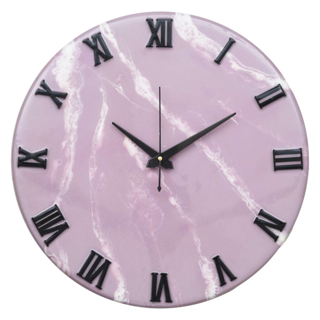 Exquisite Wooden Handmade Wall Clock Pink With White Printed Acrylic Wall Clock for Home & Office Decorative Big Size Clock