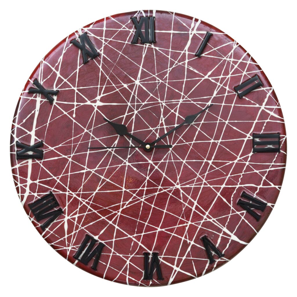 Exquisite Wooden Handmade Wall Clock Brown With White Printed Acrylic Wall Clock for Home & Office Decorative Big Size Clock