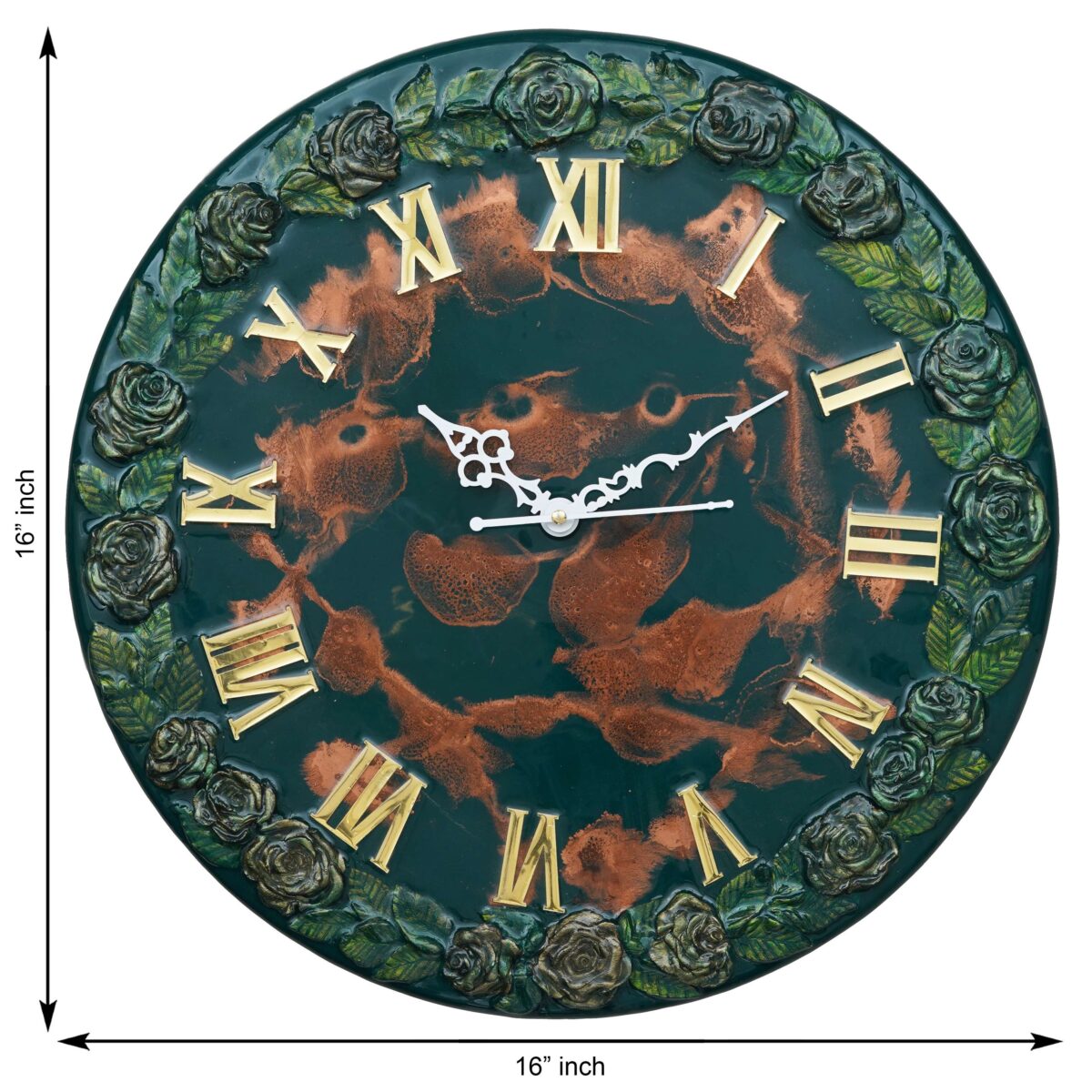 Exquisite Wooden Handmade Wall Clock Green With Brown Printed Acrylic Wall Clock for Home & Office Decorative Big Size Clock