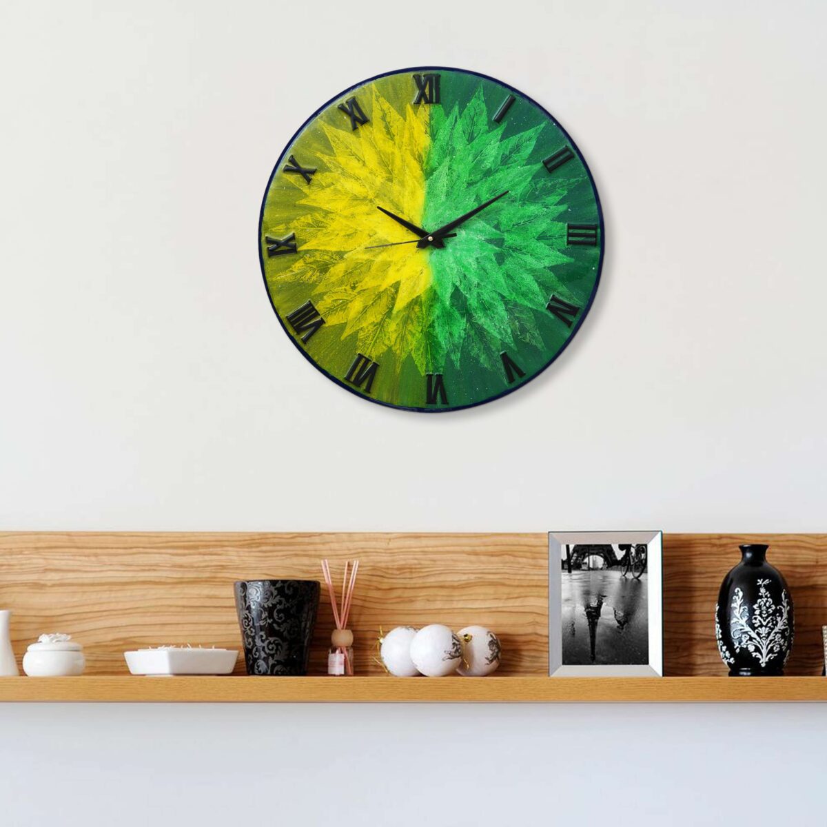 Wooden Handmade Wall Clock Green